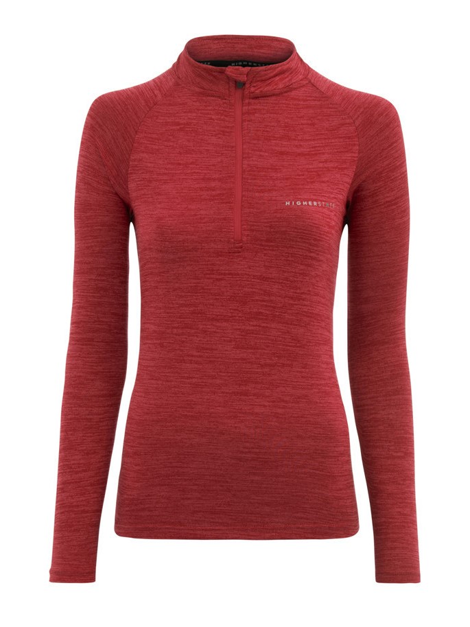 Tee-shirt à manches longues de sport 1-4 zip respirant femme Higher State rouge (2)