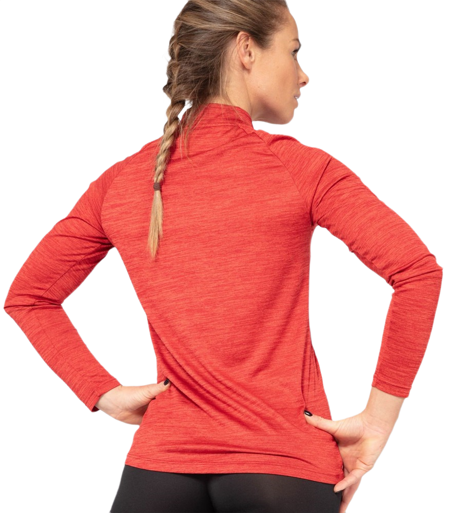 Tee-shirt à manches longues de sport 1-4 zip respirant femme Higher State rouge (4)