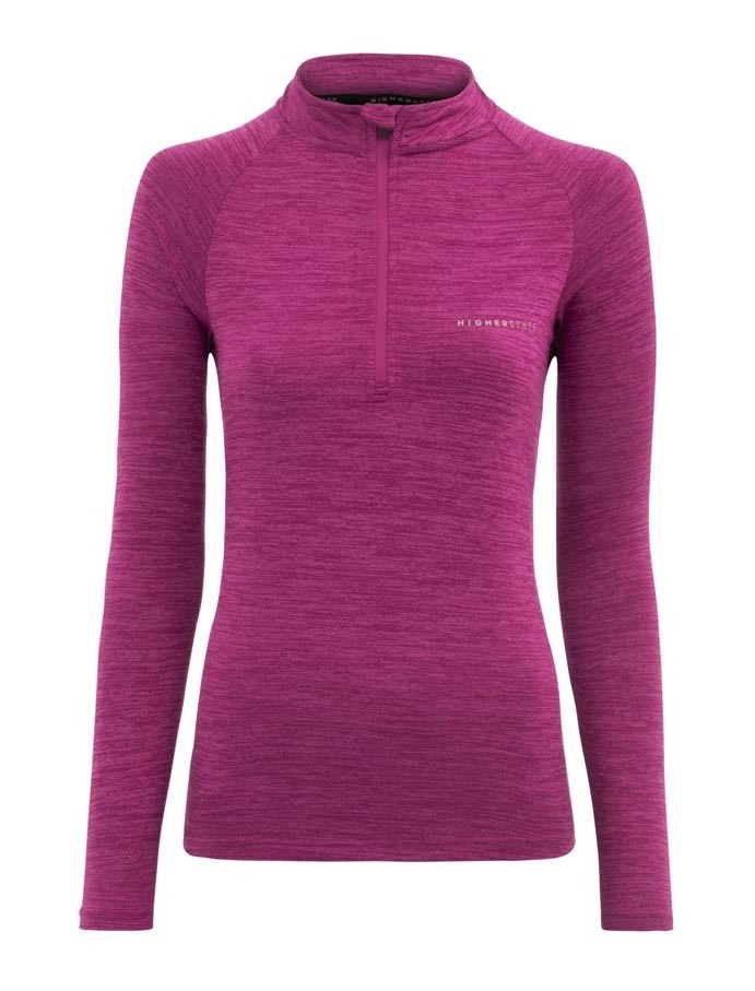 Tee-shirt à manches longues de sport 1-4 zip respirant femme Higher State Violet Sangria (2)