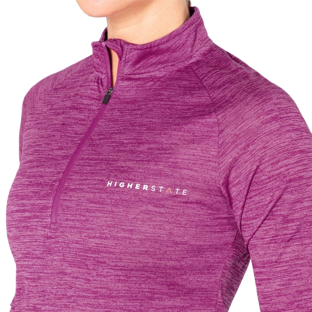 Tee-shirt à manches longues de sport 1-4 zip respirant femme Higher State Violet Sangria (3)
