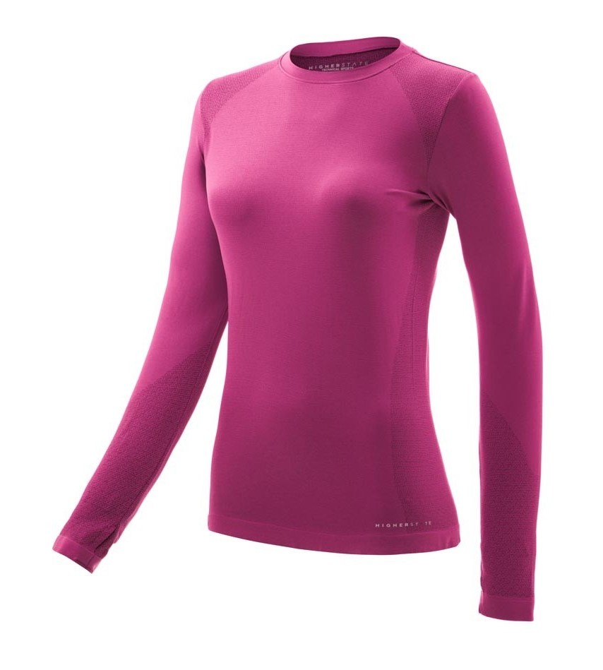 Tee-shirt de sport à manches longues léger et respirant femme Higher State Rose (1)