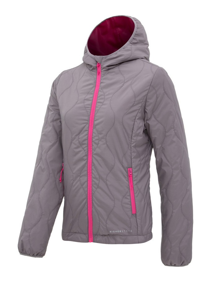 Doudoune à capuche de sport isolante zippée femme Higher State Gris Rose (1)