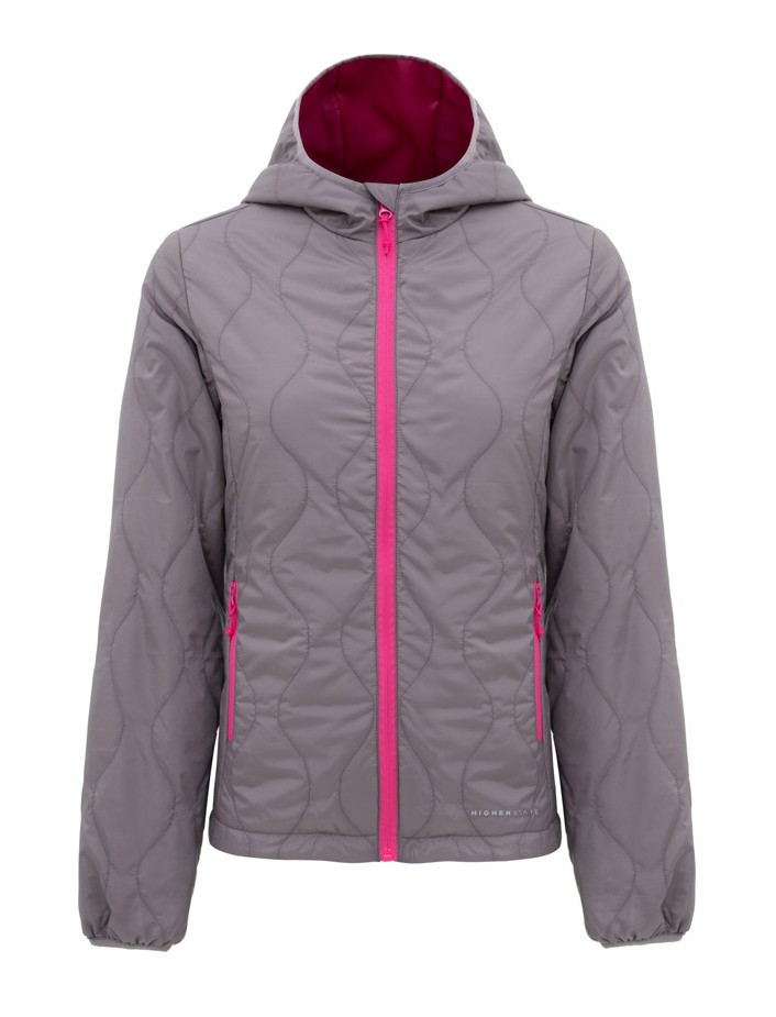 Doudoune à capuche de sport isolante zippée femme Higher State Gris Rose (2)