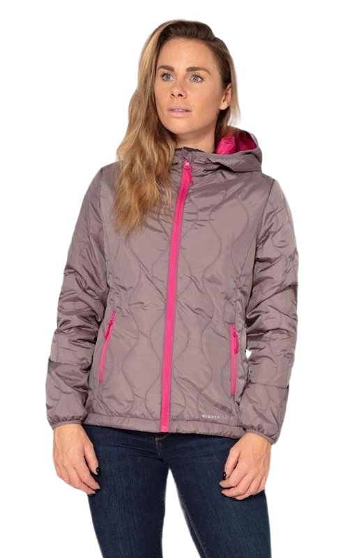 Doudoune à capuche de sport isolante zippée femme Higher State Gris Rose (1)