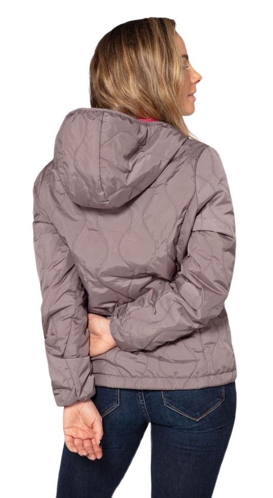 Doudoune à capuche de sport isolante zippée femme Higher State Gris Rose (2)