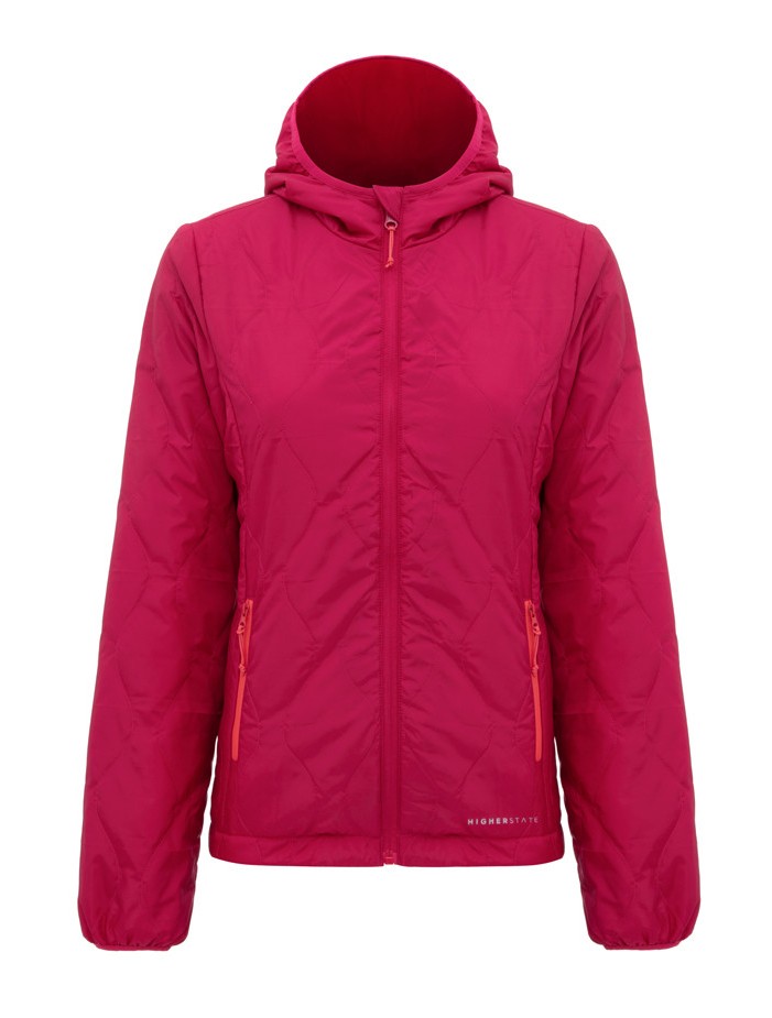 Doudoune à capuche de sport isolante zippée femme Higher State Rose Corail (2)