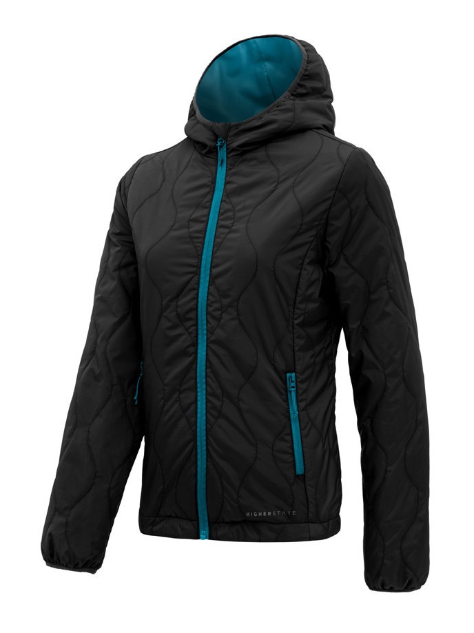 Doudoune à capuche de sport isolante zippée femme Higher State Noir Bleu (1)