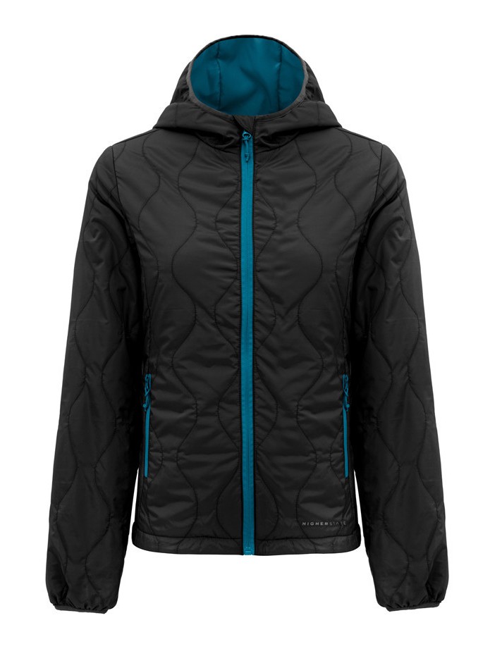 Doudoune à capuche de sport isolante zippée femme Higher State Noir Bleu (2)
