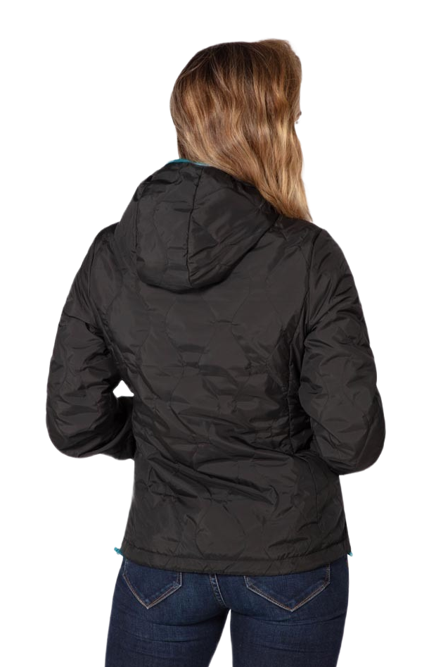 Doudoune à capuche de sport isolante zippée femme Higher State Noir Bleu (2)