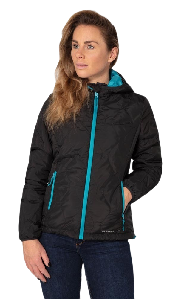 Doudoune à capuche de sport isolante zippée femme Higher State Noir Bleu (1)