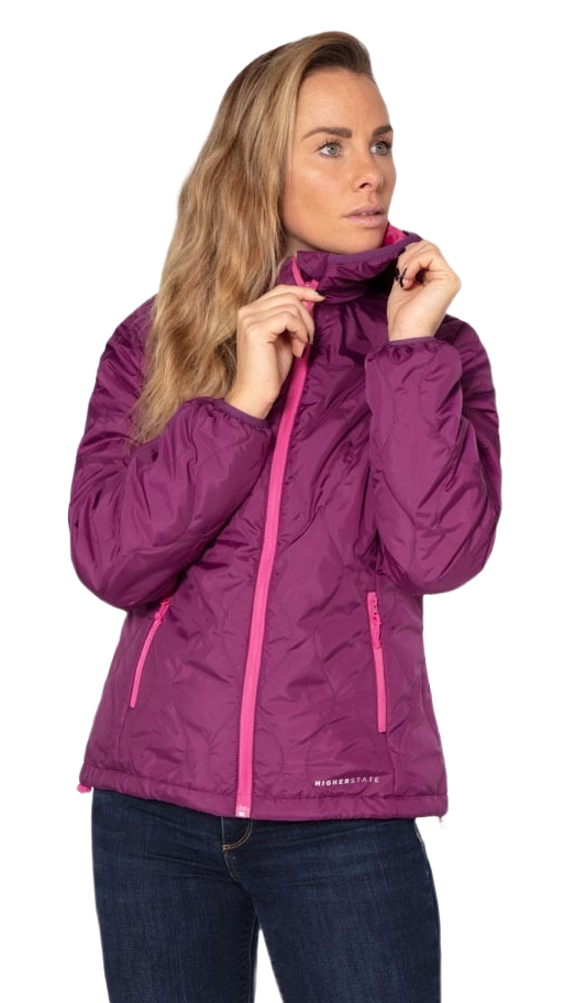 Doudoune à capuche de sport isolante zippée femme Higher State Violet Rose (1)