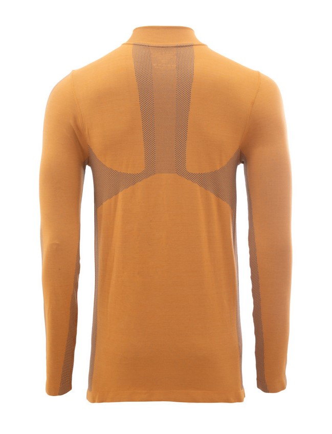 Tee-shirt de sport à manches longues 1-4 zip respirant homme Higher State Orange Moutarde (4)