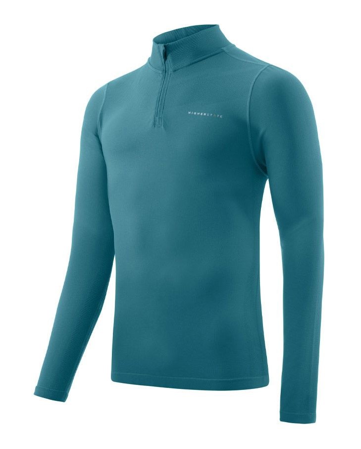 Tee-shirt de sport à manches longues 1-4 zip respirant homme Higher State Bleu Cyan (1)