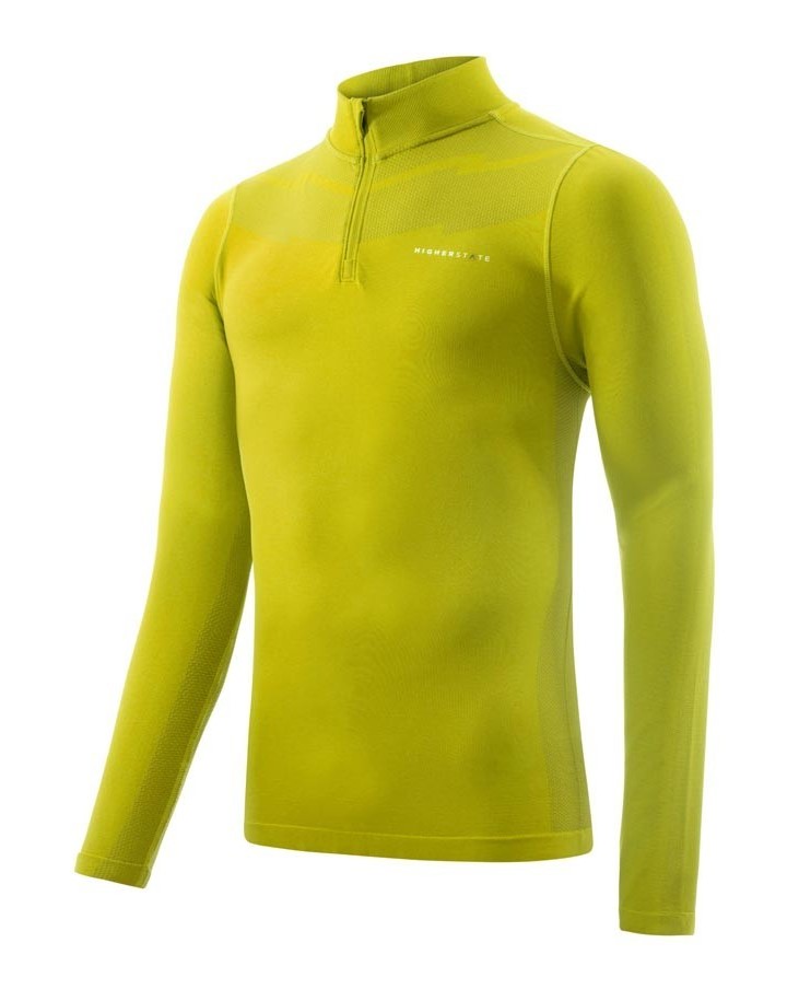 Tee-shirt de sport à manches longues 1-4 zip respirant homme Higher State Lime (1)