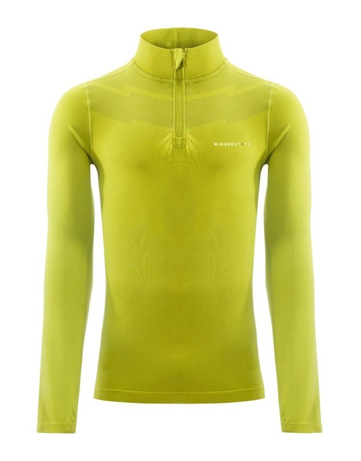 Tee-shirt de sport à manches longues 1-4 zip respirant homme Higher State Lime (3)