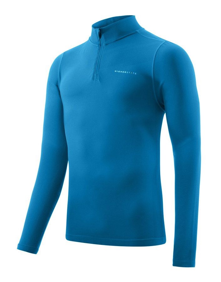 Tee-shirt de sport à manches longues 1-4 zip respirant homme Higher State Bleu (1)
