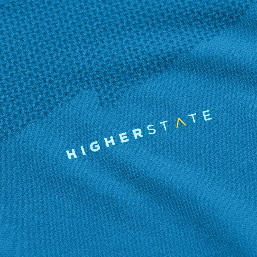 Tee-shirt de sport à manches longues 1-4 zip respirant homme Higher State Bleu (4)