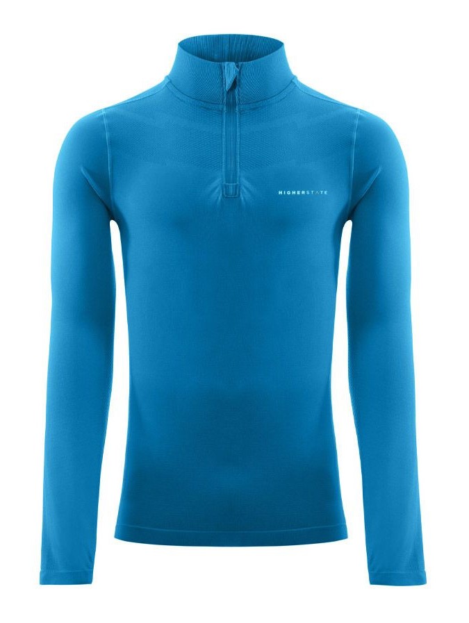 Tee-shirt de sport à manches longues 1-4 zip respirant homme Higher State Bleu (2)
