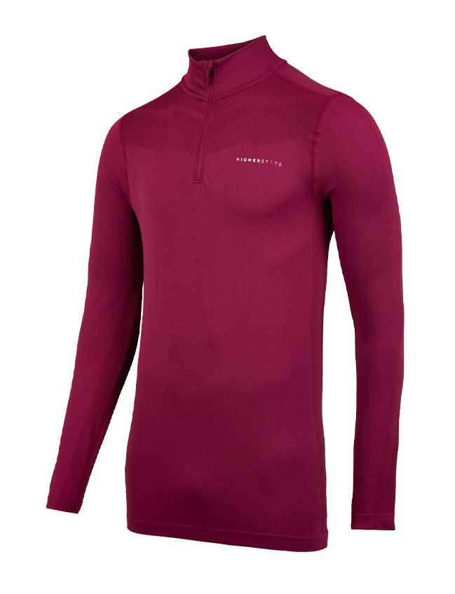 Tee-shirt de sport à manches longues 1-4 zip respirant homme Higher State Violet vin (1)