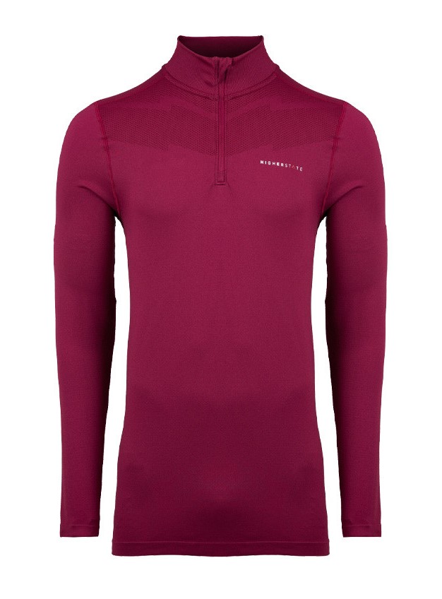 Tee-shirt de sport à manches longues 1-4 zip respirant homme Higher State Violet vin (3)