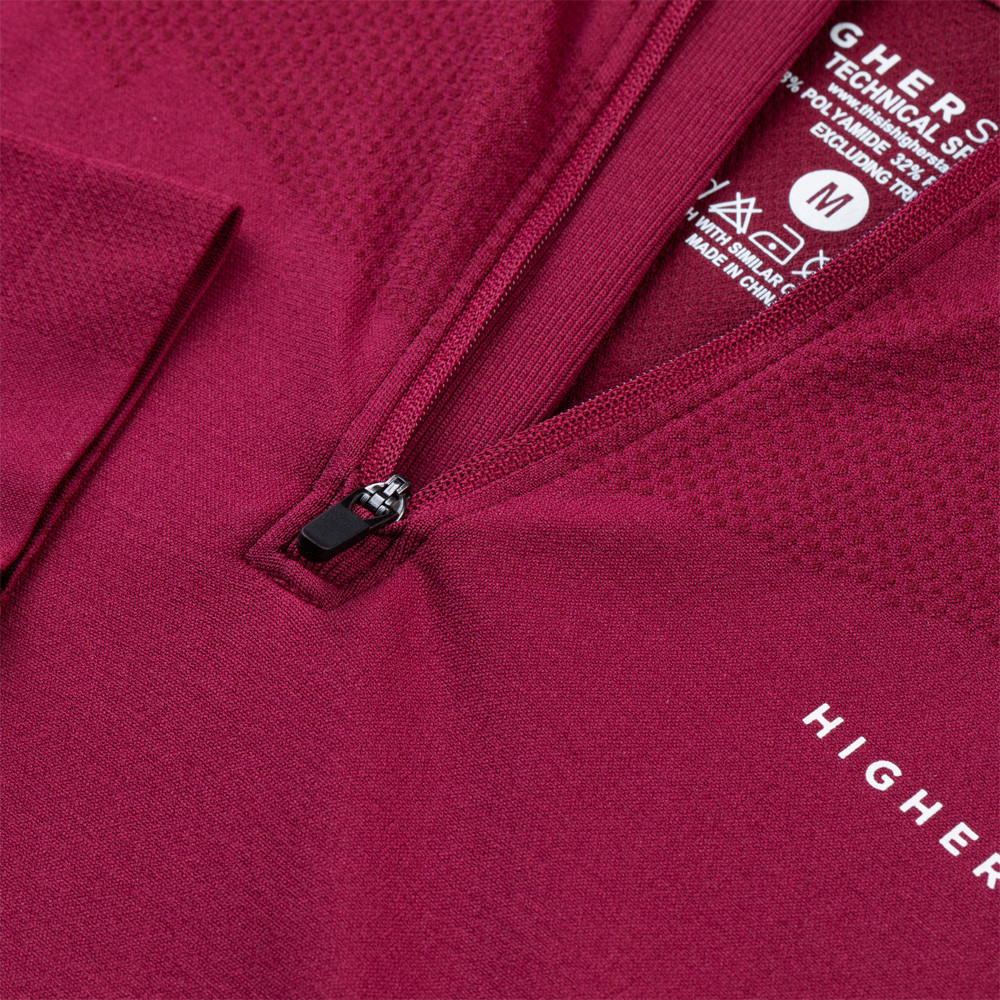 Tee-shirt de sport à manches longues 1-4 zip respirant homme Higher State Violet vin (5)