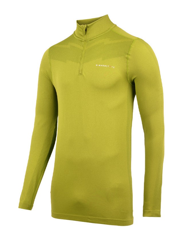 Tee-shirt de sport à manches longues 1-4 zip respirant homme Higher State Vert (1)