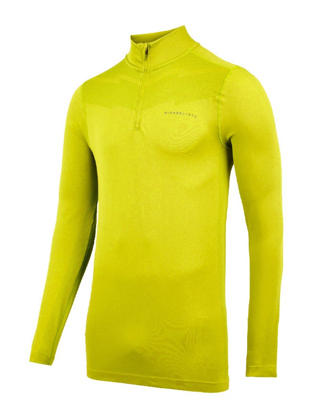 Tee-shirt de sport à manches longues 1-4 zip respirant homme Higher State Jaune fluo (3)