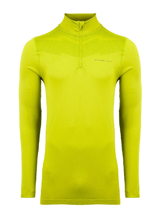 Tee-shirt de sport à manches longues 1-4 zip respirant homme Higher State Jaune fluo (5)