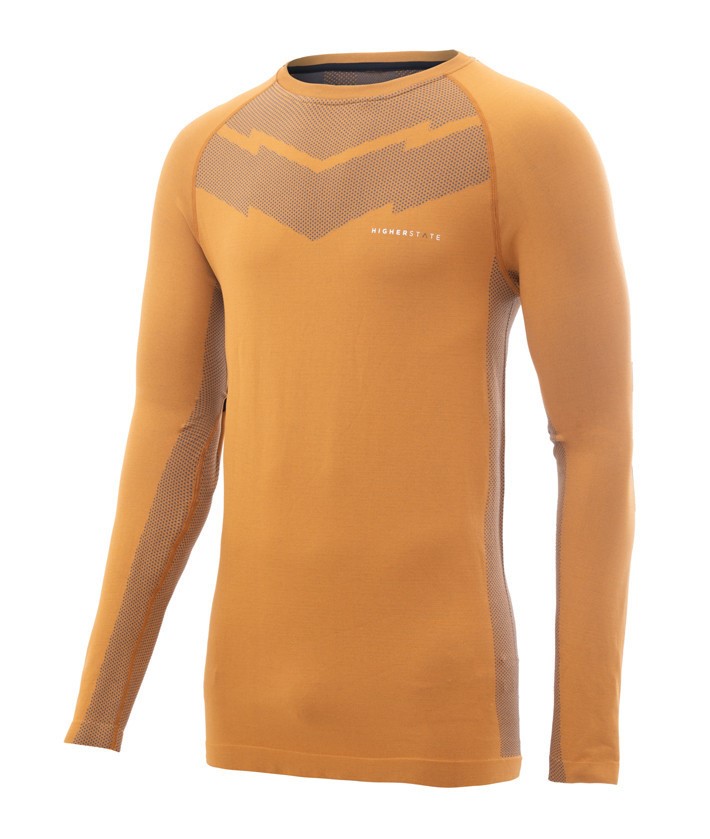 Tee-shirt de sport à manches longues léger et respirant homme Higher State Orange moutarde (1)