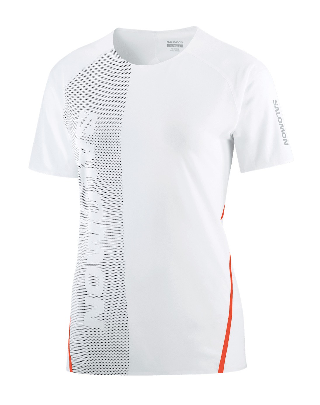 Tee-shirt running trail élite femme Salomon SLAB SPEED TEE W  Blanc Gris Rouge
