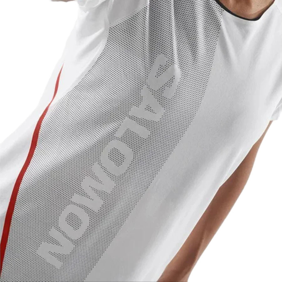 Tee-shirt running trail élite femme Salomon SLAB SPEED TEE W  Blanc Gris Rouge 2