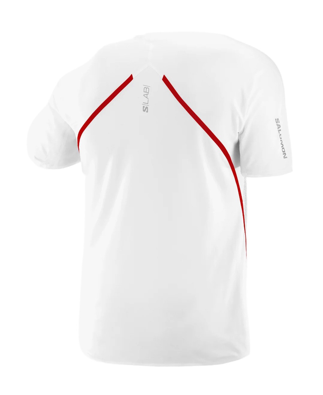 Tee-shirt running trail élite homme Salomon S-LAB SPEED TEE M  Blanc Gris Rouge 4