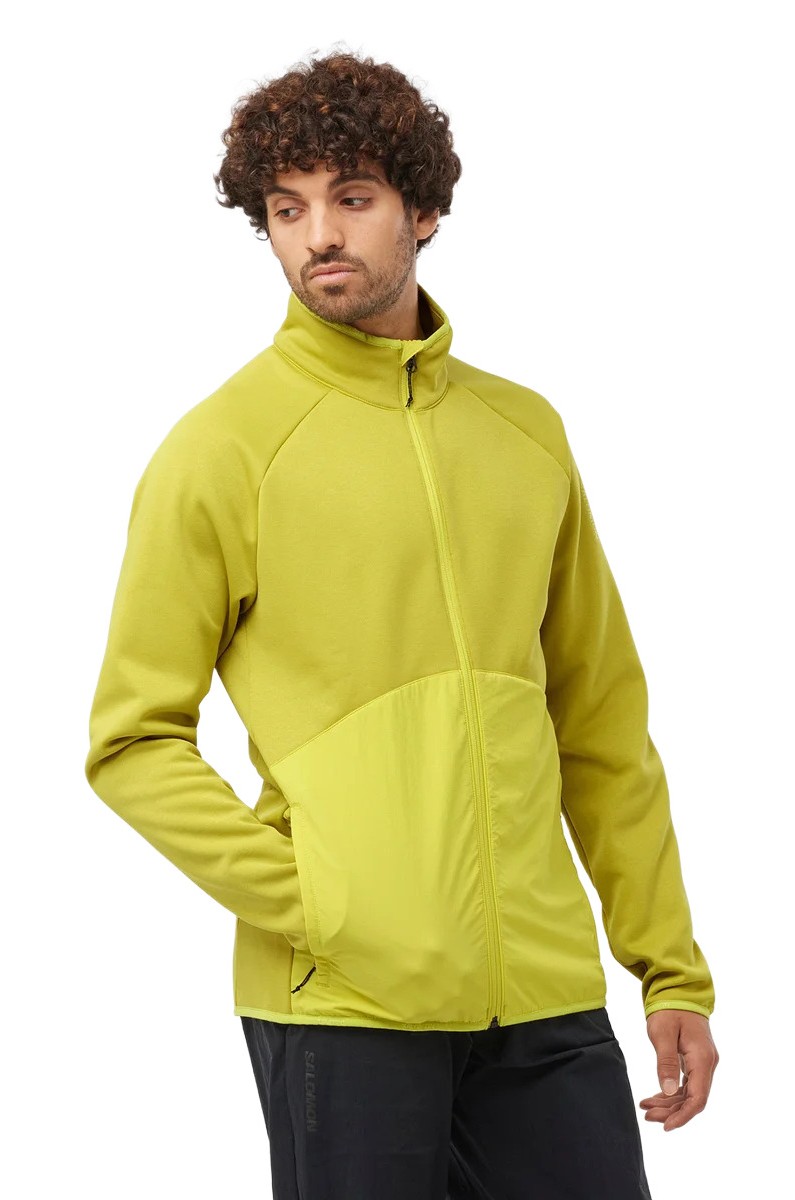 Veste de sport déperlante, polaire et respirante homme Salomon SNTIAL MIDWARM FZ M  Citronnelle Soufre 3