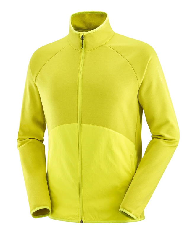 Veste de sport déperlante, polaire et respirante homme Salomon SNTIAL MIDWARM FZ M  Citronnelle Soufre
