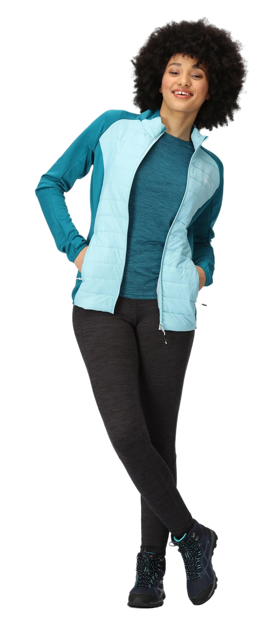 Doudoune intermédiaire de sport respirante femme Regatta Wmn Clumber Hybrid IV Vert mer Vert pâle Blanc 2