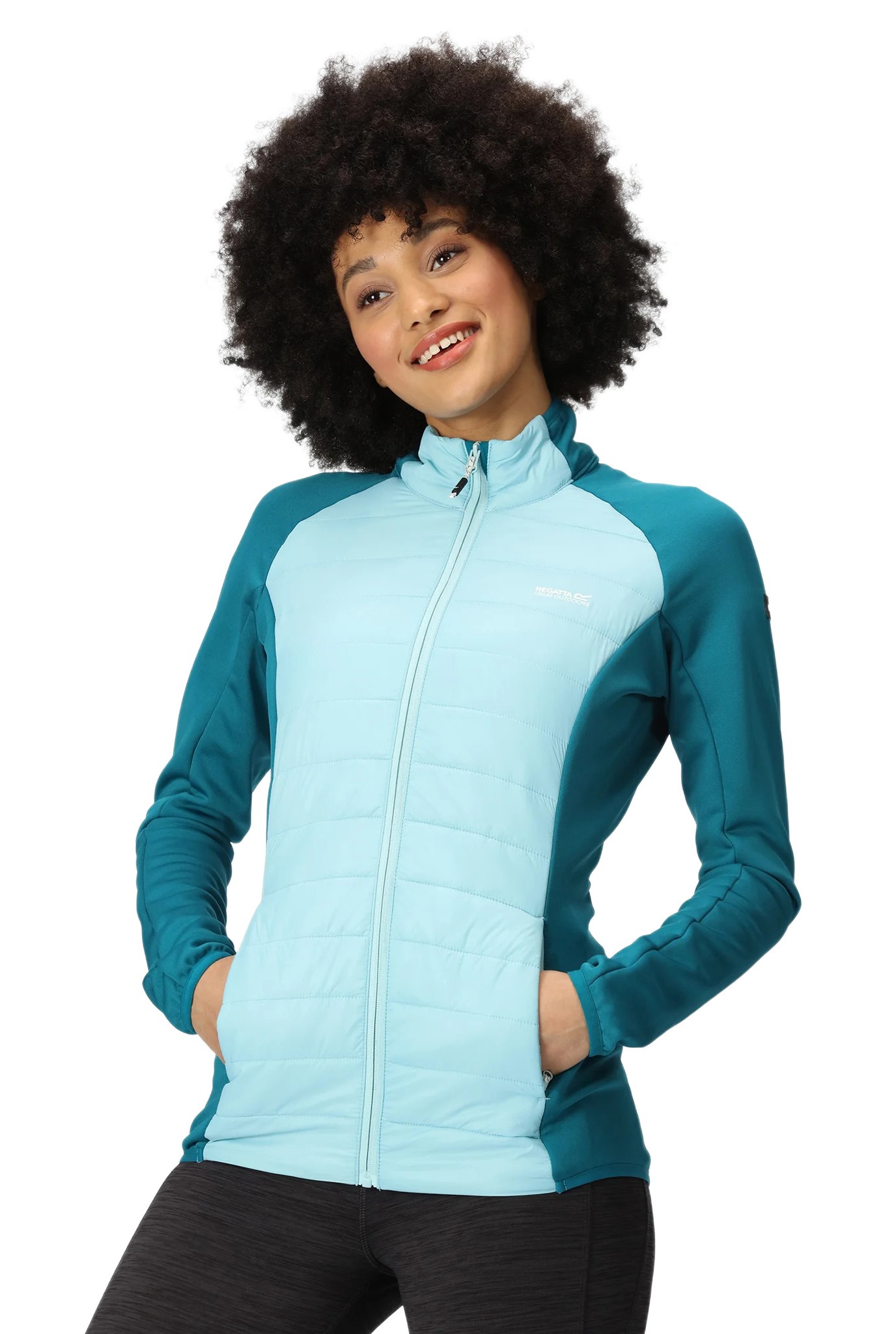 Doudoune intermédiaire de sport respirante femme Regatta Wmn Clumber Hybrid IV Vert mer Vert pâle Blanc