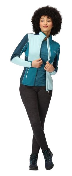 Haut de sport polaire zippé technique et respirant femme Regatta Lindalla VI Vert mer Vert pâle Vert foncé Blanc 3