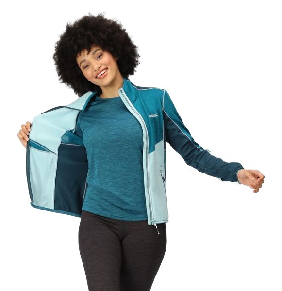 Haut de sport polaire zippé technique et respirant femme Regatta Lindalla VI Vert mer Vert pâle Vert foncé Blanc 4
