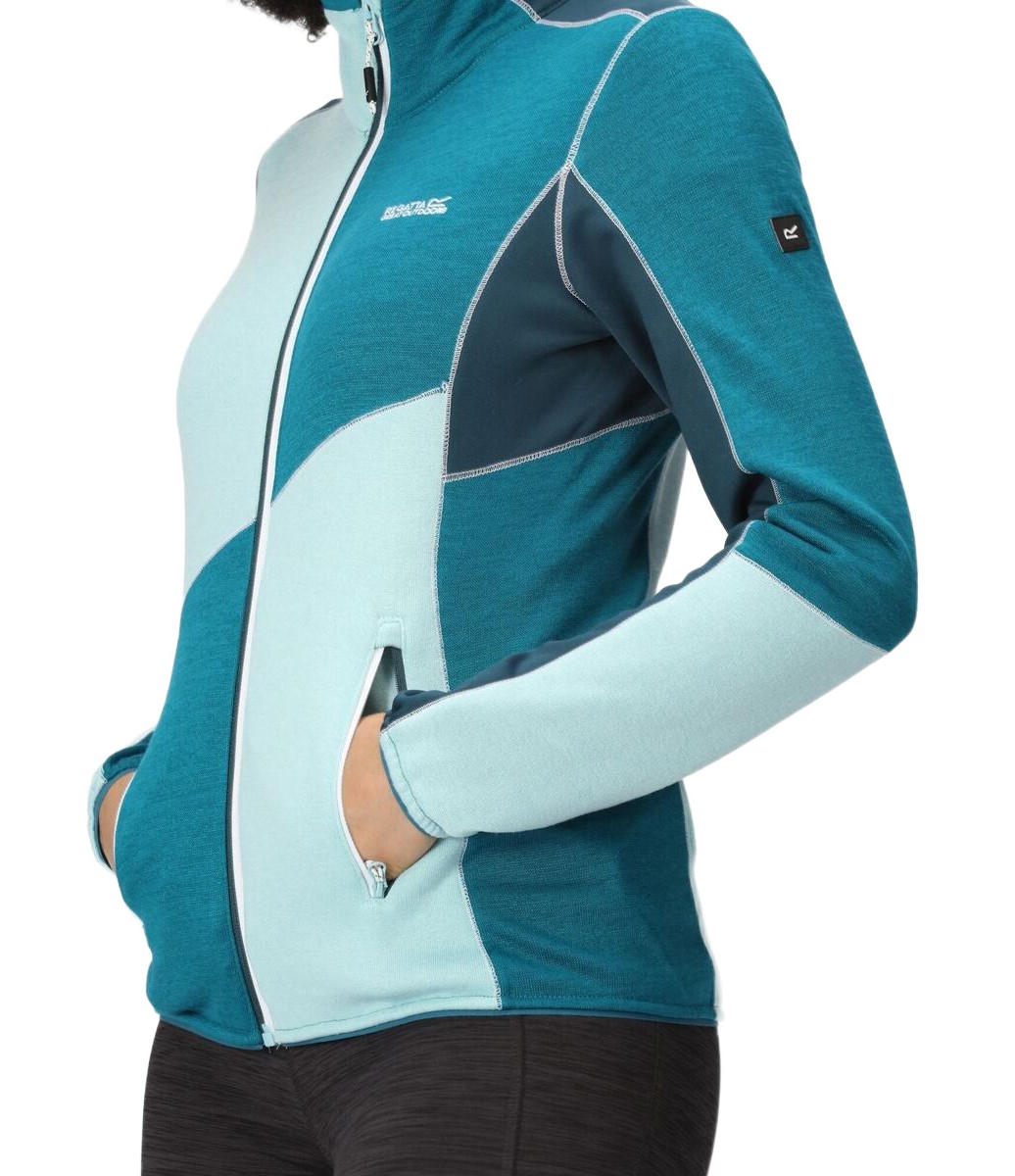 Haut de sport polaire zippé technique et respirant femme Regatta Lindalla VI Vert mer Vert pâle Vert foncé Blanc 5