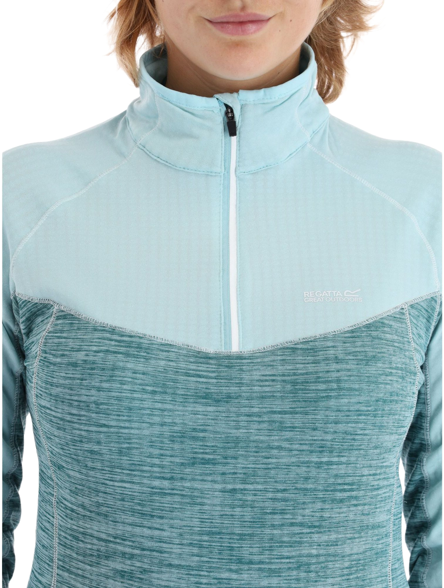 Haut de sport polaire 1-4 zip technique et respirant femme Regatta Womens Hepley Vert mer Vert pâle Blanc 5