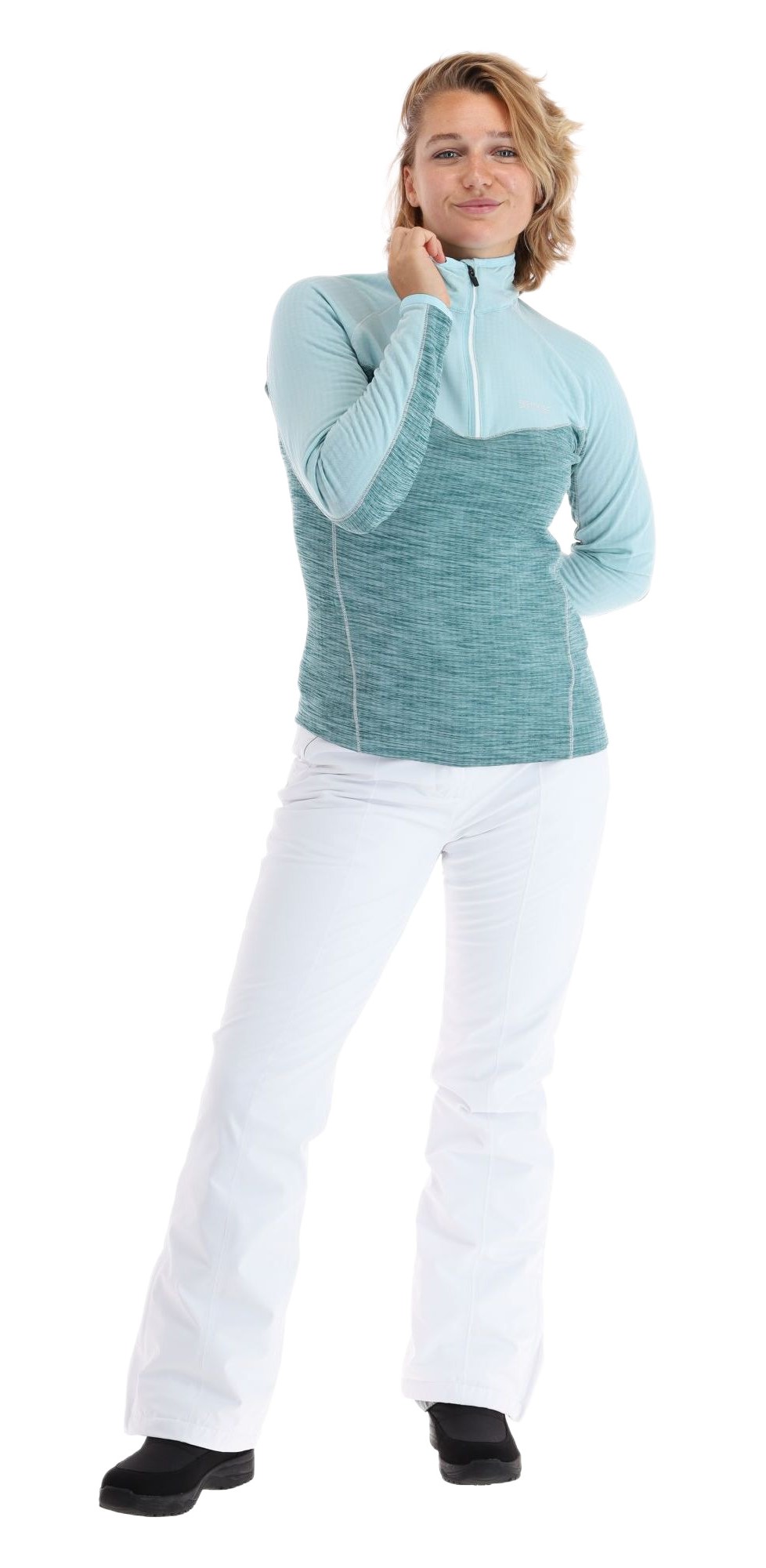 Haut de sport polaire 1-4 zip technique et respirant femme Regatta Womens Hepley Vert mer Vert pâle Blanc