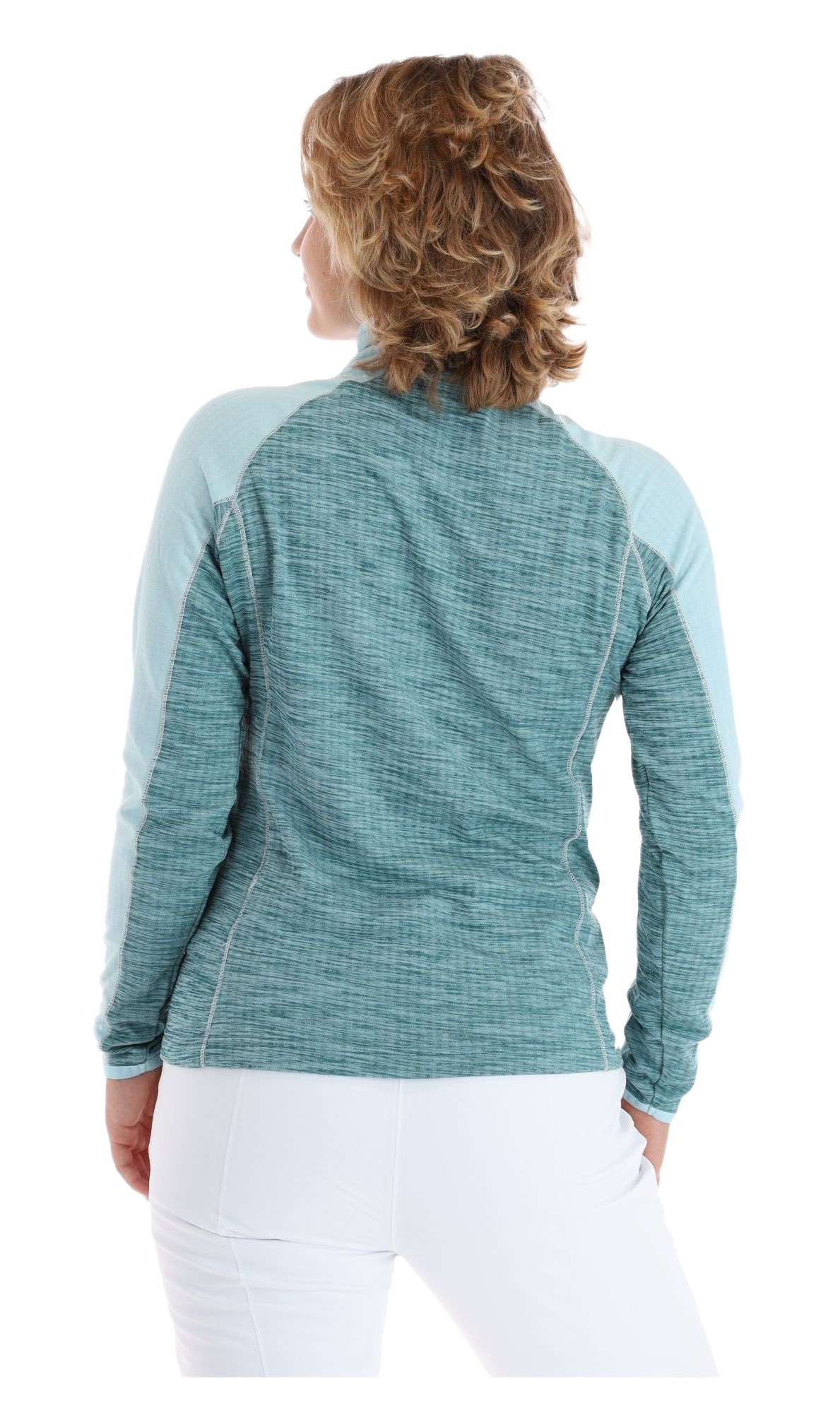 Haut de sport polaire 1-4 zip technique et respirant femme Regatta Womens Hepley Vert mer Vert pâle Blanc 3