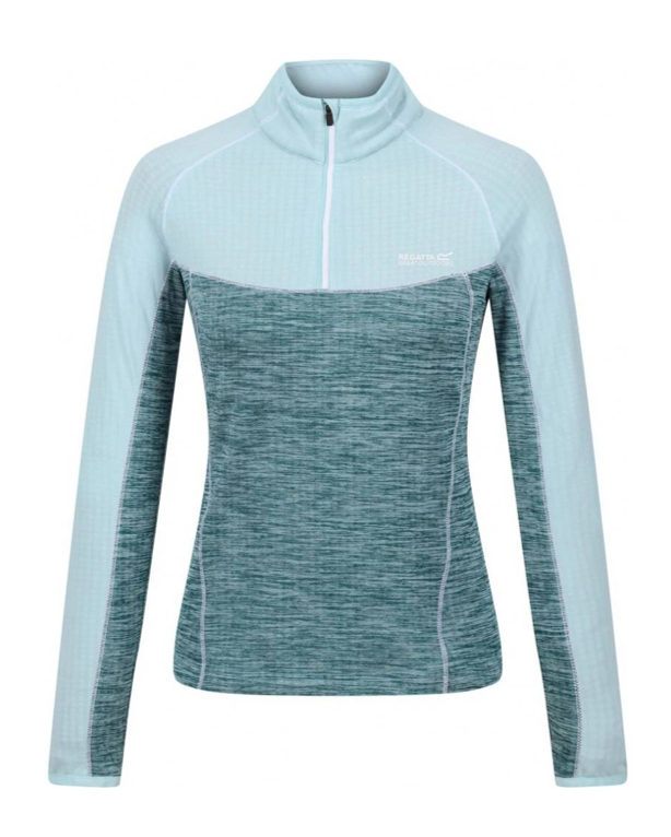 Haut de sport polaire 1-4 zip technique et respirant femme Regatta Womens Hepley Vert mer Vert pâle Blanc 7