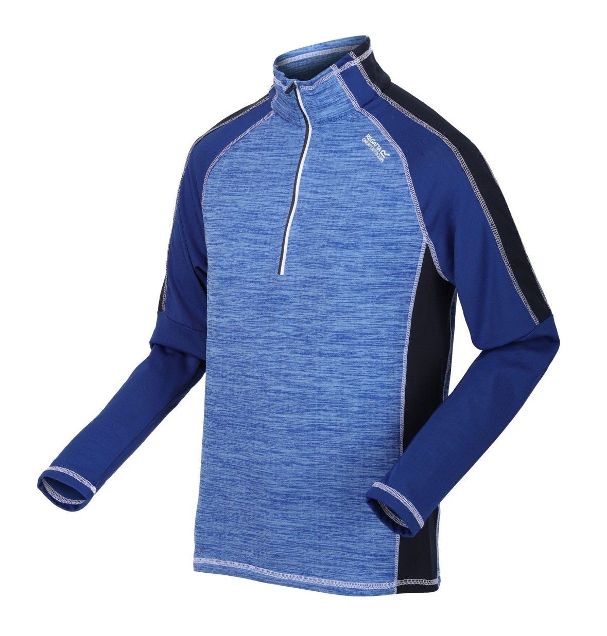Haut de sport polaire 1-4 zip technique et respirant homme Regatta Hepley Bleu roi Bleu chiné Noir Blanc