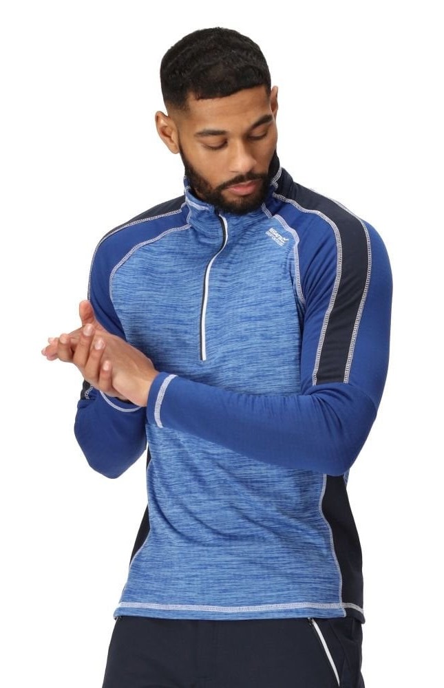 Haut de sport polaire 1-4 zip technique et respirant homme Regatta Hepley Bleu roi Bleu chiné Noir Blanc 3