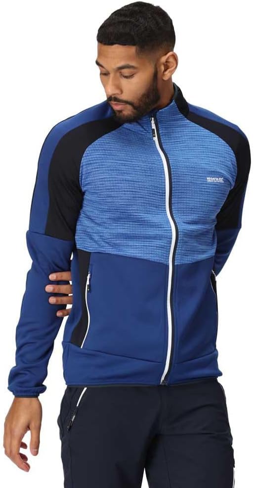 Haut de sport polaire zippé technique et respirant homme Regatta Yare VII Bleu royal Bleu clair Marine Blanc