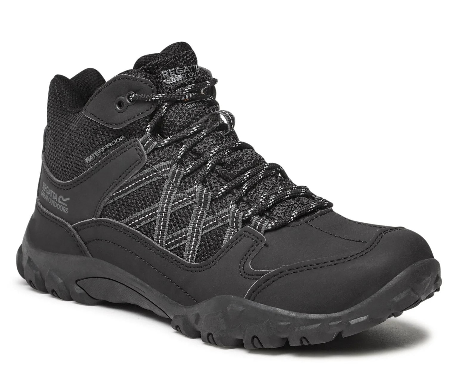 Chaussures marche homme Regatta EDGEPOINT MID WP Noir Gris granit 2