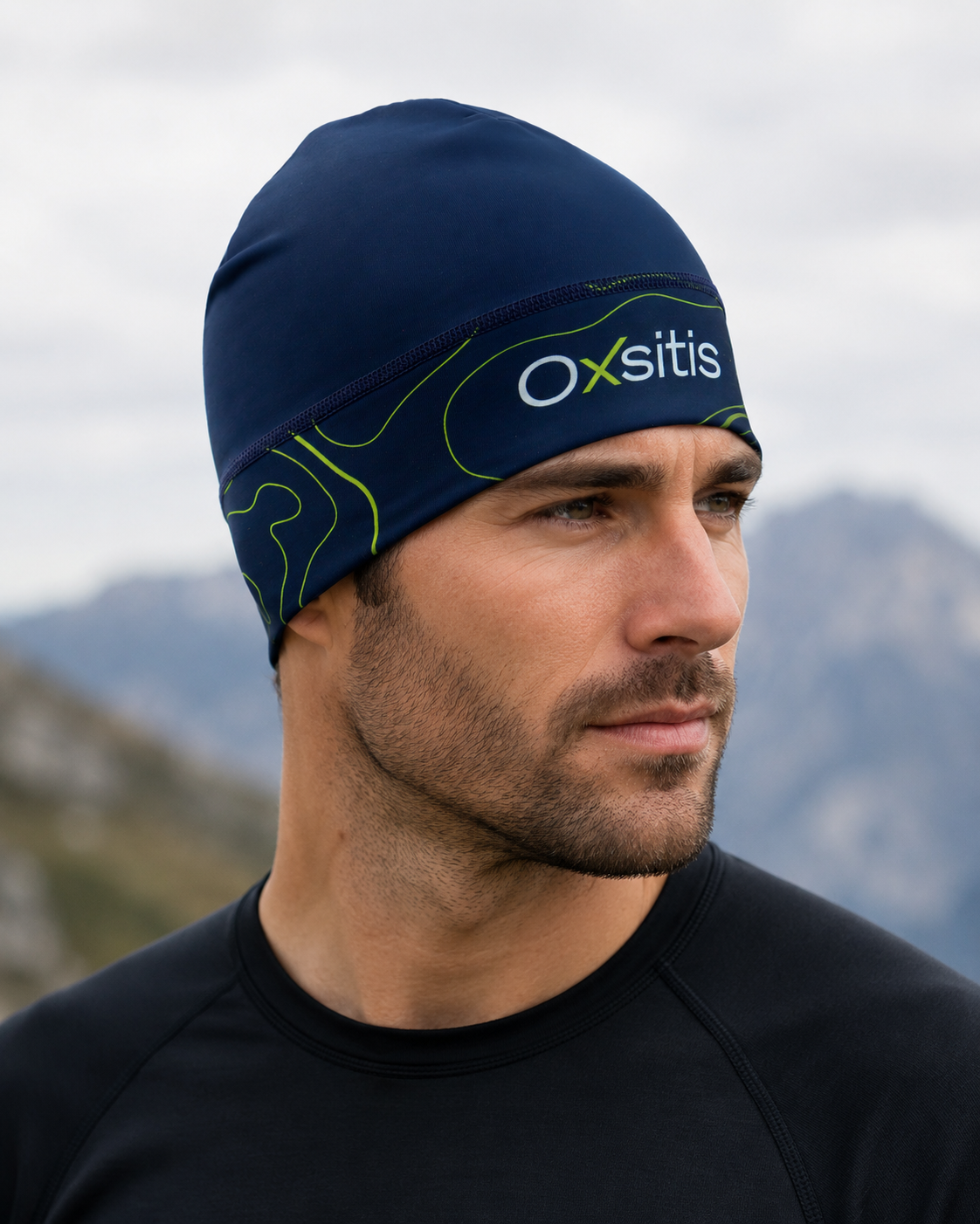 Bonnet technique et respirant unisexe OXSITIS Nordic Origin Bleu marine Vert lime 2