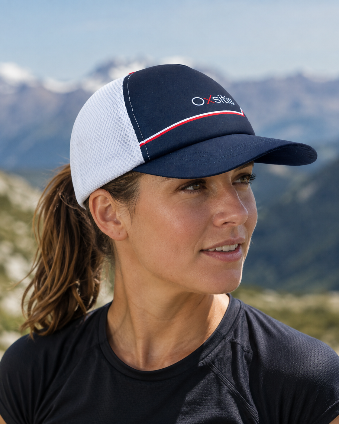 Casquette de sport respirante unisexe OXSITIS Trucker Discovery Bleu marine Blanc Rouge 2