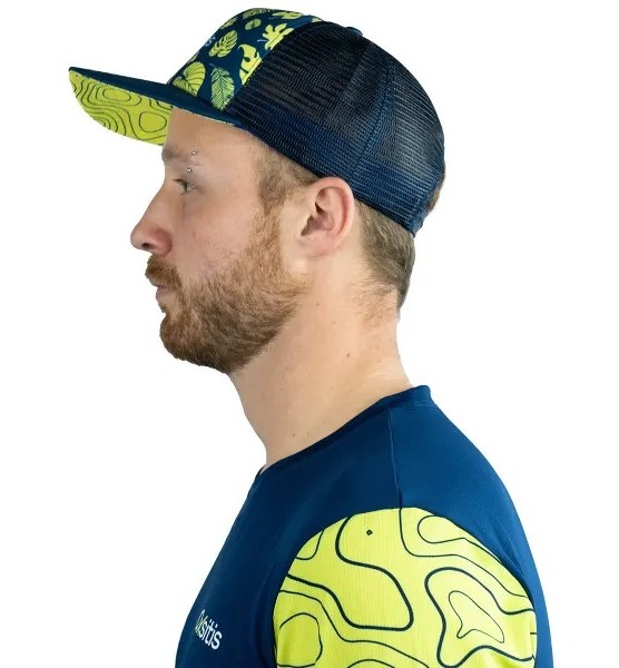 Casquette de sport aérée unisexe OXSITIS Trucker Origin Bleu marine Vert lime 2